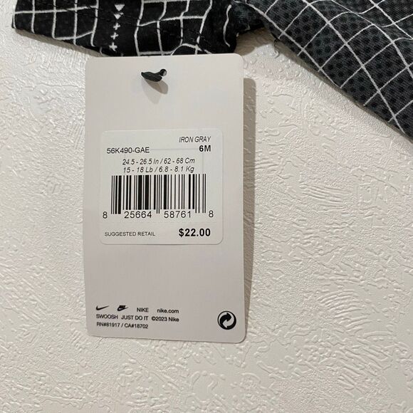 Nike Baby Romper 6M NWT β Iron Gray Grid Graphic One-Piece Bodysuit - Picture 4 of 4